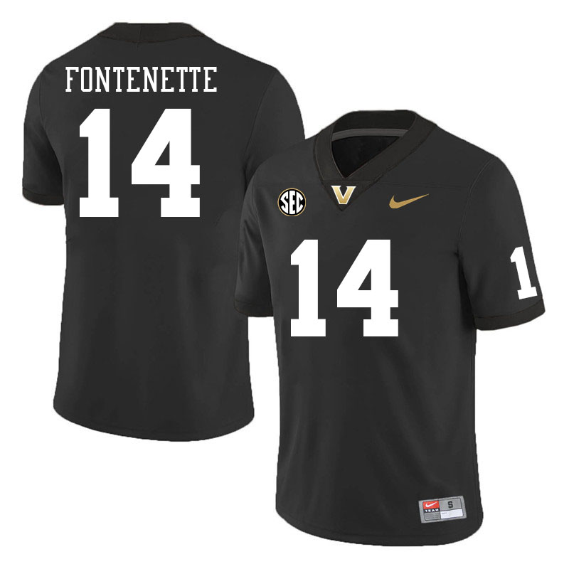 Vanderbilt Commodores #14 Randon Fontenette College Football Jerseys Stitched Sale-Black